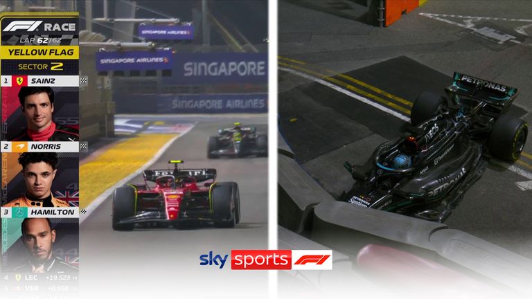George Russell s'écrase dans le dernier tour d'un passionnant Grand Prix de Singapour alors que Carlos Sainz s'accroche pour gagner, Lando Norris et Lewis Hamilton complétant le top trois.