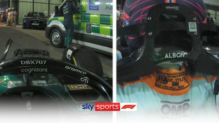 Lance Stroll et Alex Albon ont tous deux du mal à sortir de leur voiture devant les caméras embarquées à la fin d'un GP du Qatar épuisant.  Les deux conducteurs ont reçu le feu vert après des contrôles médicaux.