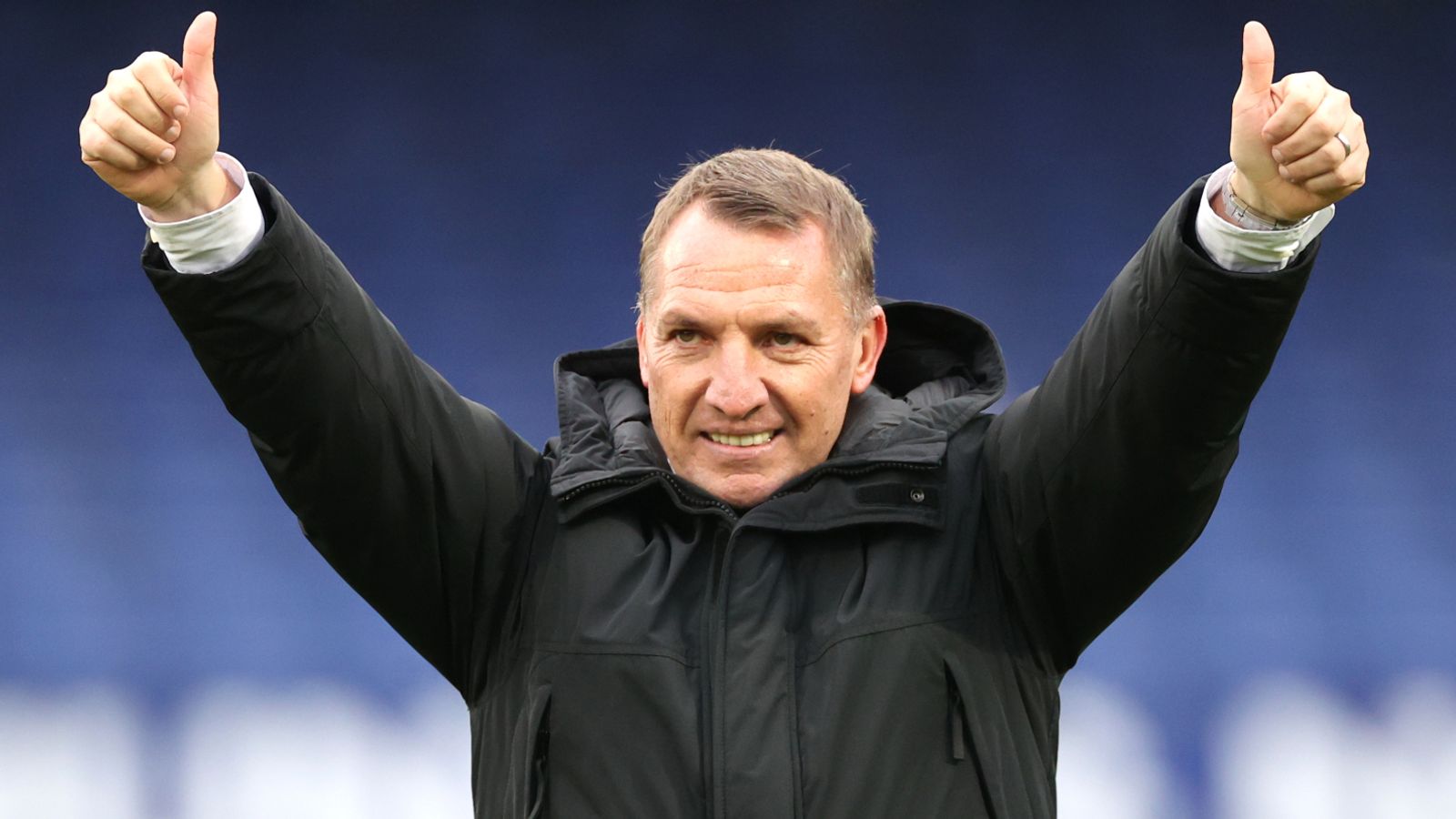 Celtic manager Brendan Rodgers gives a thumb up following during the cinch Premiership match at the Global Energy Stadium, Dingwall. Picture date: Saturday November 4, 2023.