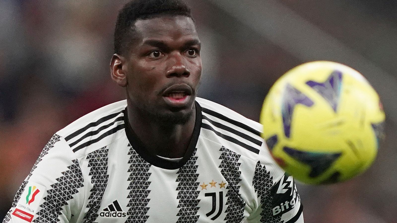 FILE - Juventus' Paul Pogba controls the ball during an Italian Cup soccer match between Internazionale and Juventus, at the Giuseppe Meazza San Siro Stadium, in Milan, Italy, April 26, 2023. Juventus midfielder Paul Pogba has tested positive for testosterone it was reported on Monday, Sept. 11, 2023. Italy...s anti-doping agency announced the positive test.