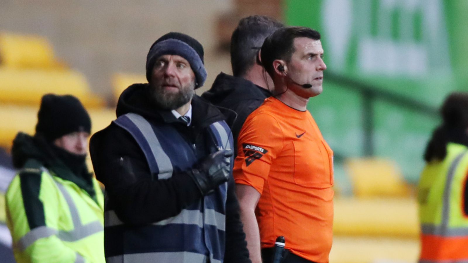 Referee Craig Hicks was chased off the pitch by a fan at Vale Park