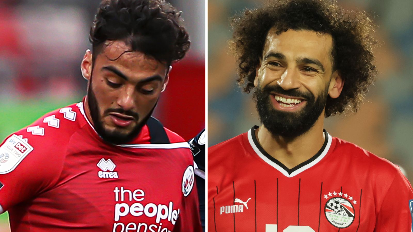Tarryn Allarakhia, pictured during his time with Crawley Town, and Egypt's Mohamed Salah